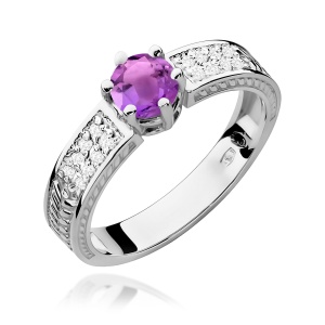 Pierścionek W0075 Ametyst 0,50ct białe złoto