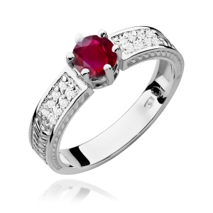 Pierścionek W0075 Rubin 0,60ct białe złoto
