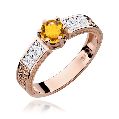 Pierścionek W0075 Cytryn 0,50ct różowe złoto
