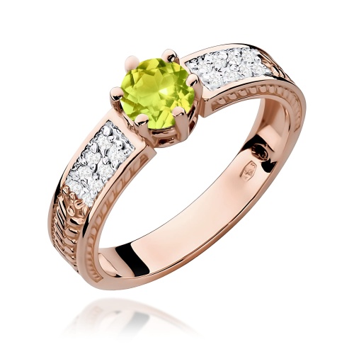 Žiedas W0075 Olivinas 0,60ct Rožinis auksas