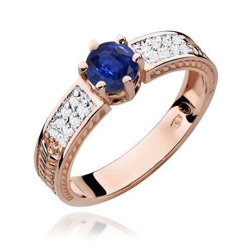 Pierścionek W0075 Szafir 0,50ct różowe złoto