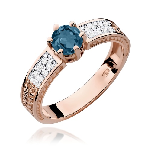 Prsteň W0075 Topás London Blue 0,50ct ružové zlato