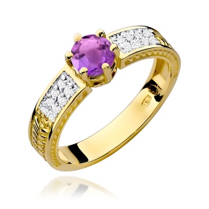 Pierścionek W0075 Ametyst 0,50ct żółte złoto