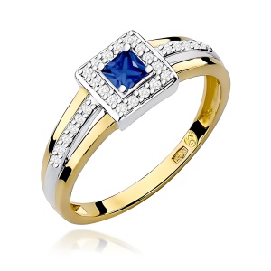 Pierścionek W0271 Szafir 0,20ct żółte złoto