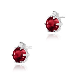 Kolczyki K0076 Granat 2 x 0,60ct białe złoto