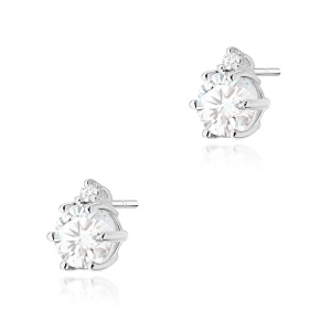 Kolczyki K0076 Biały Szafir 2 x 0,60ct białe złoto