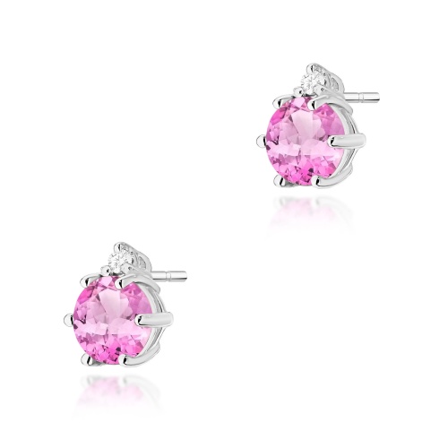 Kolczyki K0076 Różowy Topaz 2 x 0,60ct białe złoto