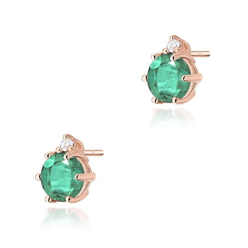 Boucles d’oreilles K0076 Émeraude 2 x 0,50ct Or rose