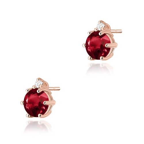 Kolczyki K0076 Granat 2 x 0,60ct różowe złoto