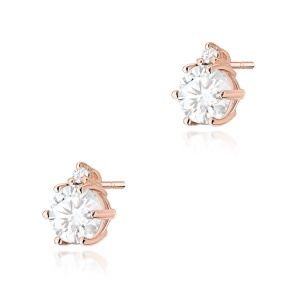 Kolczyki K0076 Biały Szafir 2 x 0,60ct różowe złoto