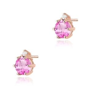 Kolczyki K0076 Różowy Topaz 2 x 0,60ct różowe złoto