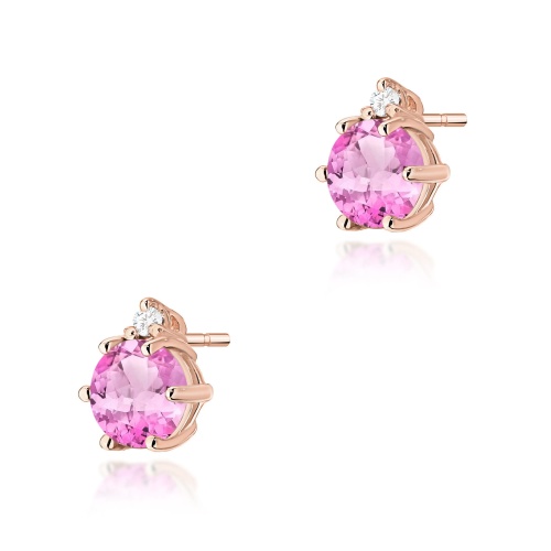 Kolczyki K0076 Różowy Topaz 2 x 0,60ct różowe złoto