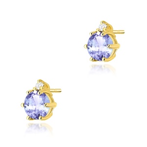 Kolczyki K0076 Tanzanit 2 x 0,50ct żółte złoto