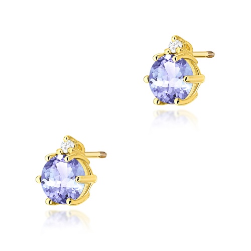 Boucles d’oreilles K0076 Tanzanite 2 x 0,50ct Or jaune Clou vissé