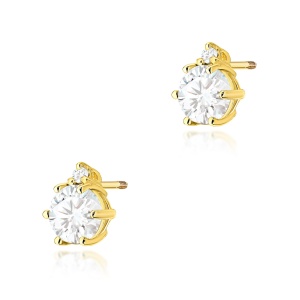 Kolczyki K0076 Biały Szafir 2 x 0,60ct żółte złoto sztyft zakręcany