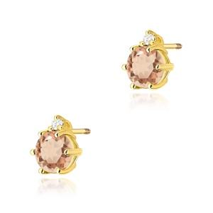 Kolczyki K0076 Morganit 2 x 0,40ct żółte złoto sztyft zakręcany