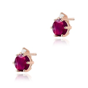Kolczyki K0076 Rodolit 2 x 0,60ct różowe złoto