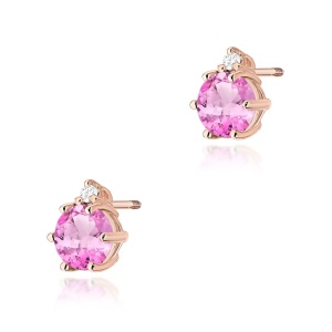 Kolczyki K0076 Różowy Topaz 2 x 0,60ct różowe złoto sztyft zakręcany