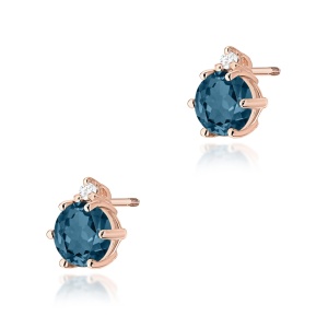 Kolczyki K0076 Topaz London Blue 2 x 0,50ct różowe złoto sztyft zakręcany