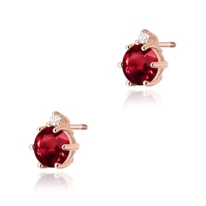 Kolczyki K0076 Granat 2 x 0,60ct różowe złoto sztyft zakręcany