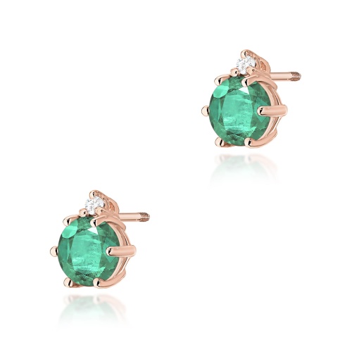 Boucles d’oreilles K0076 Émeraude 2 x 0,50ct Or rose Clou vissé