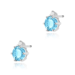 Kolczyki K0076 Topaz 2 x 0,50ct białe złoto sztyft zakręcany