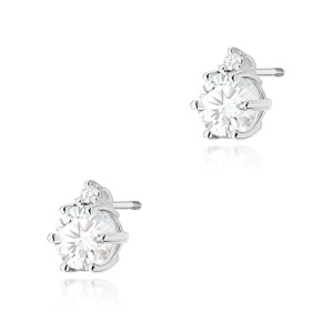 Kolczyki K0076 Biały Szafir 2 x 0,50ct białe złoto sztyft zakręcany