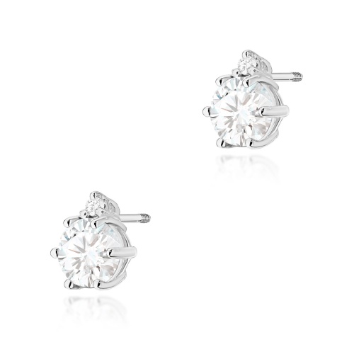 Kolczyki K0076 Biały Szafir 2 x 0,50ct białe złoto sztyft zakręcany