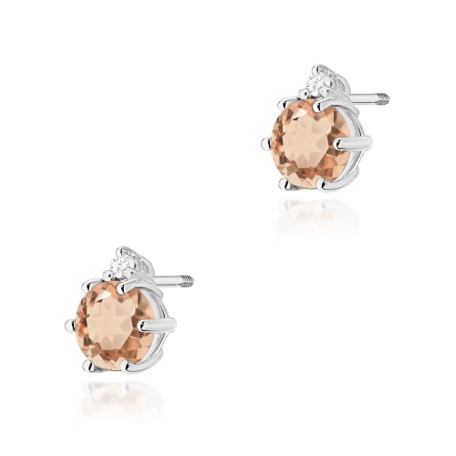 Kolczyki K0076 Morganit 2 x 0,40ct białe złoto sztyft zakręcany
