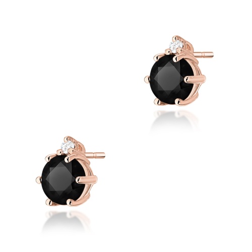 Kolczyki K0076 Czarny Diament 2 x 0,50ct różowe złoto