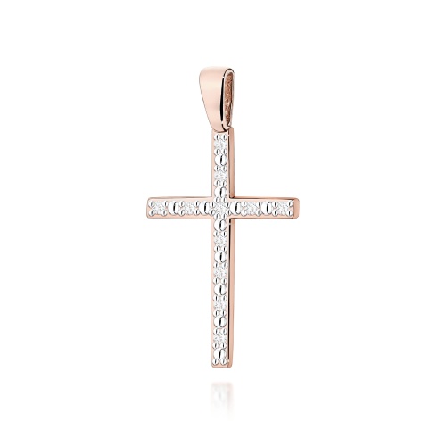 Croix D0004 avec diamants Or rose