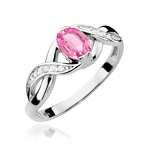 Pierścionek W0028 Różowy Szafir 0,45ct białe złoto