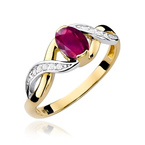 Pierścionek W0028 Rodolit 0,50ct żółte złoto