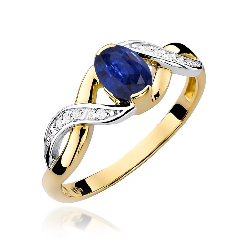 Pierścionek W0028 Szafir 0,70ct żółte złoto