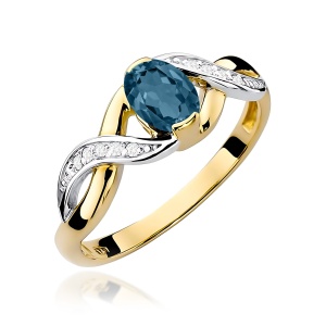 Pierścionek W0028 Topaz London Blue 0,50ct żółte złoto