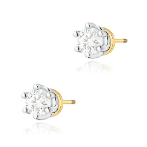 Kolczyki K0068 Diament Laboratoryjny 2 x 0,15ct żółte złoto sztyft zakręcany