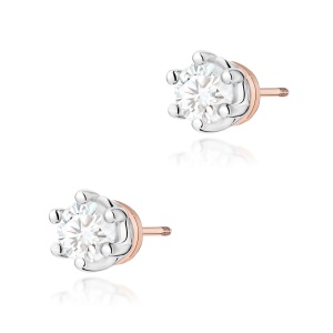 Kolczyki K0068 Diament Laboratoryjny 2 x 0,15ct różowe złoto sztyft zakręcany