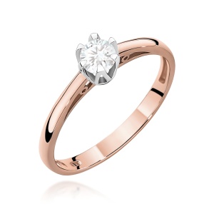 Pierścionek W0133 Diament 0,15ct różowe złoto