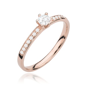 Pierścionek W0459 Diament 0,10ct różowe złoto