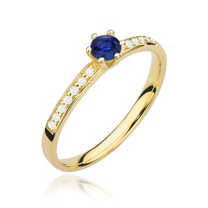 Pierścionek W0459 Szafir 0,15ct żółte złoto