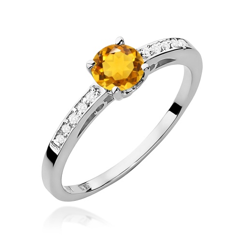 Pierścionek W0066 Cytryn 0,50ct białe złoto