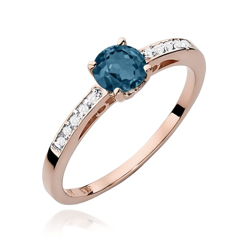 Prsteň W0066 Topás London Blue 0,50ct ružové zlato