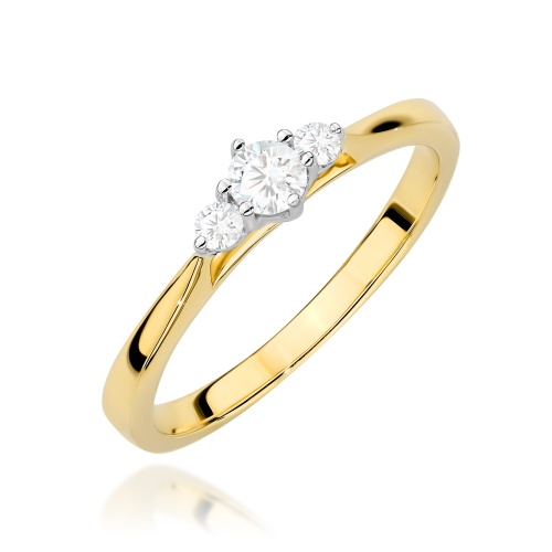 Pierścionek W0608 z diamentami laboratoryjnymi żółte złoto