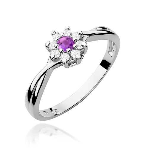 Pierścionek W0072 Ametyst 0,10ct białe złoto