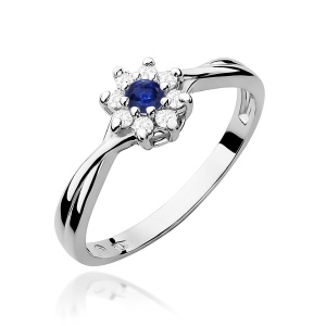 Pierścionek W0072 Szafir 0,15ct białe złoto