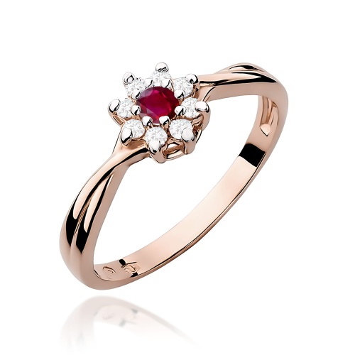 Pierścionek W0072 Rubin 0,15ct różowe złoto