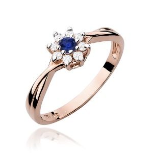 Pierścionek W0072 Szafir 0,15ct różowe złoto