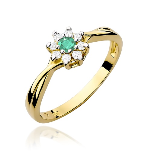 Bague W0072 Émeraude 0,15ct Or jaune