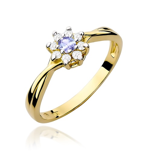 Pierścionek W0072 Tanzanit 0,10ct żółte złoto
