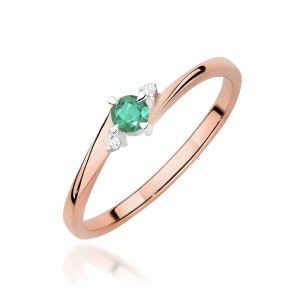 Pierścionek W0346 Szmaragd 0,15ct różowe złoto